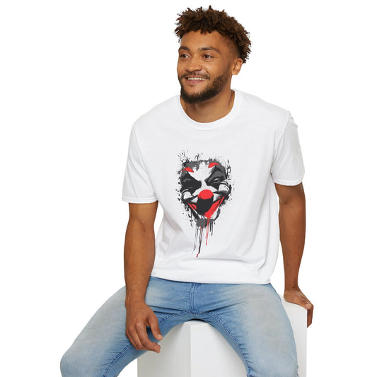 Creepy Dripping Clown Face T‑Shirt – Horror Joker Graphic Tee