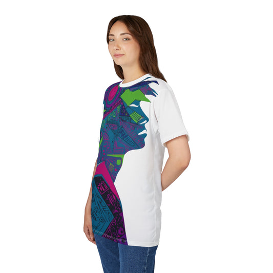 Native Tech Silhouette Tee — Neon Tribal Profile All-Over Print