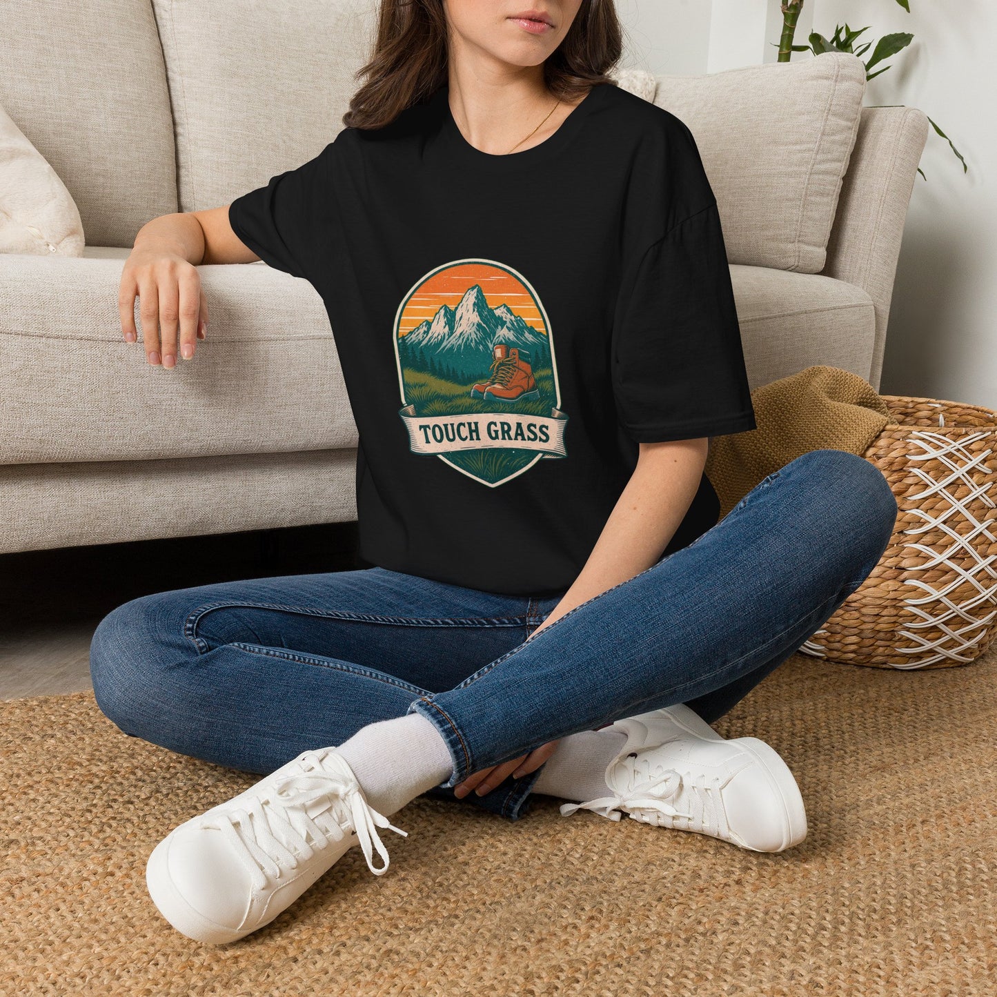 Vintage Mountain Patch Touch Grass Tee