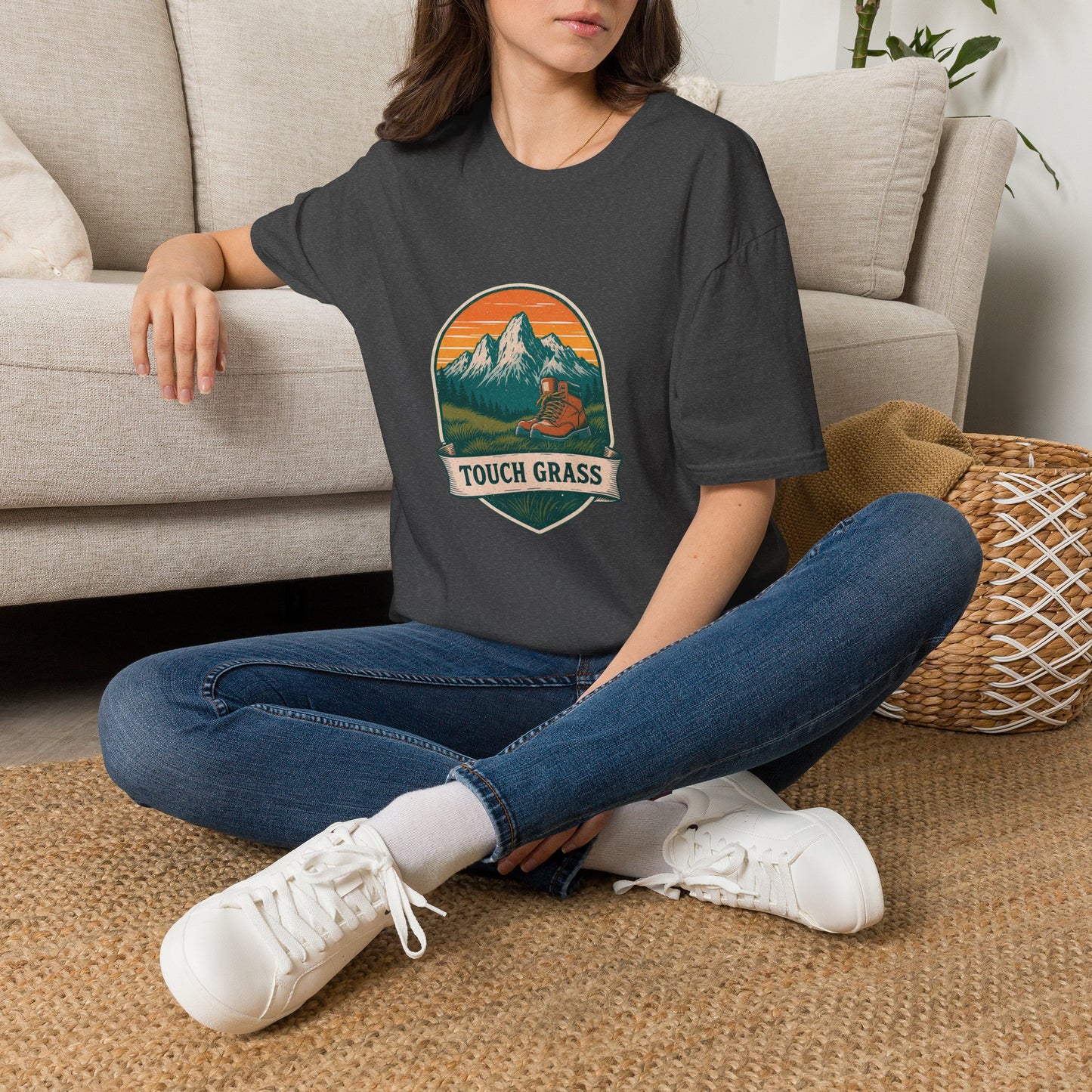 Vintage Mountain Patch Touch Grass Tee