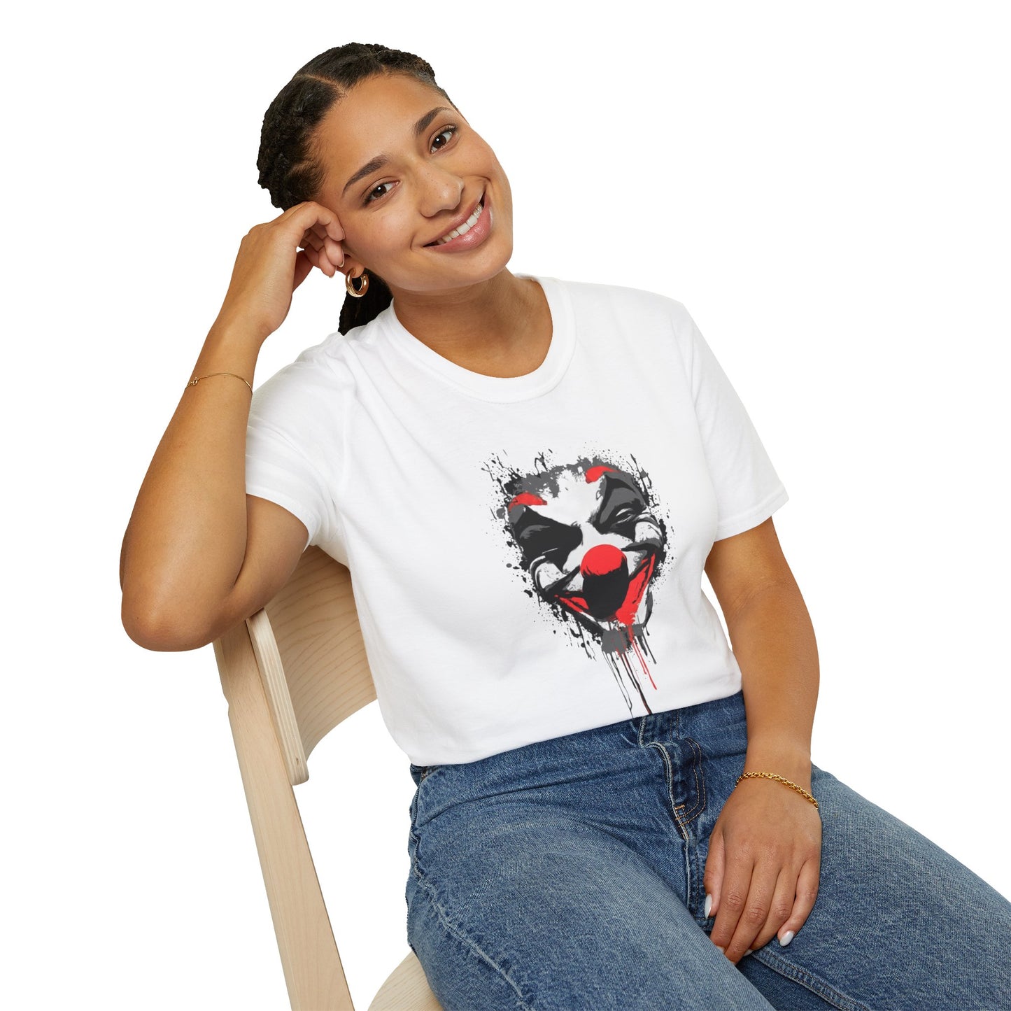 Creepy Dripping Clown Face T‑Shirt – Horror Joker Graphic Tee