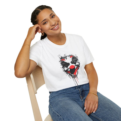 Creepy Dripping Clown Face T‑Shirt – Horror Joker Graphic Tee