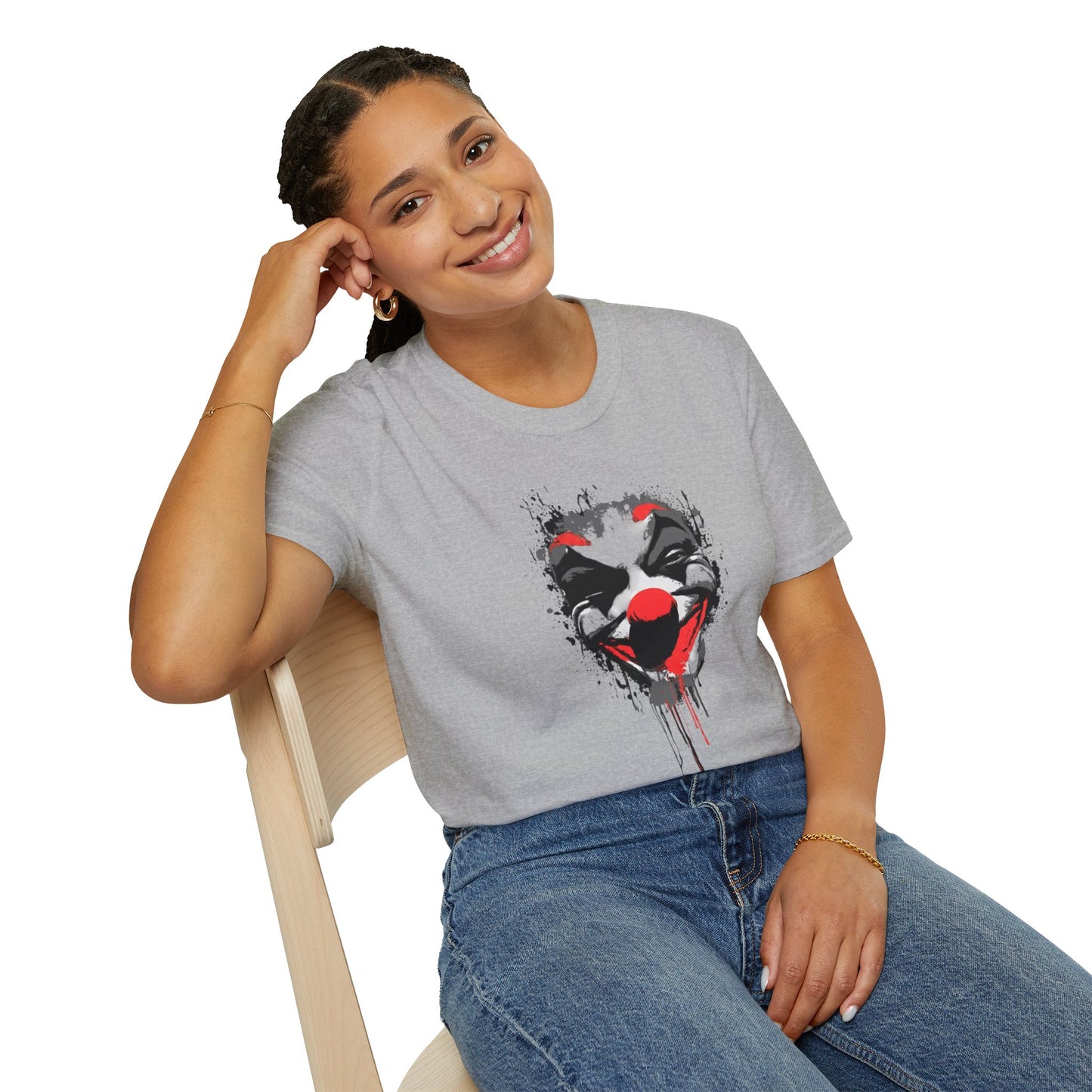 Creepy Dripping Clown Face T‑Shirt – Horror Joker Graphic Tee