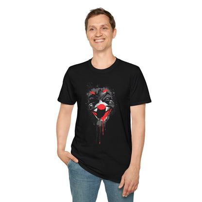 Creepy Dripping Clown Face T‑Shirt – Horror Joker Graphic Tee