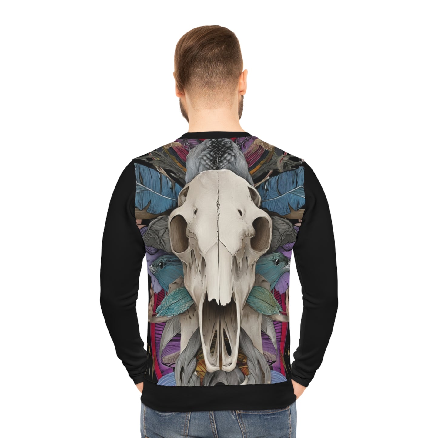Skull & Feathers Lightweight Sweatshirt — Boho Gothic AOP Pullover