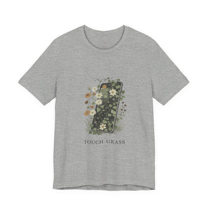 “Touch Grass”  Floral Phone Design Tee