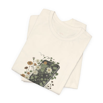 “Touch Grass”  Floral Phone Design Tee