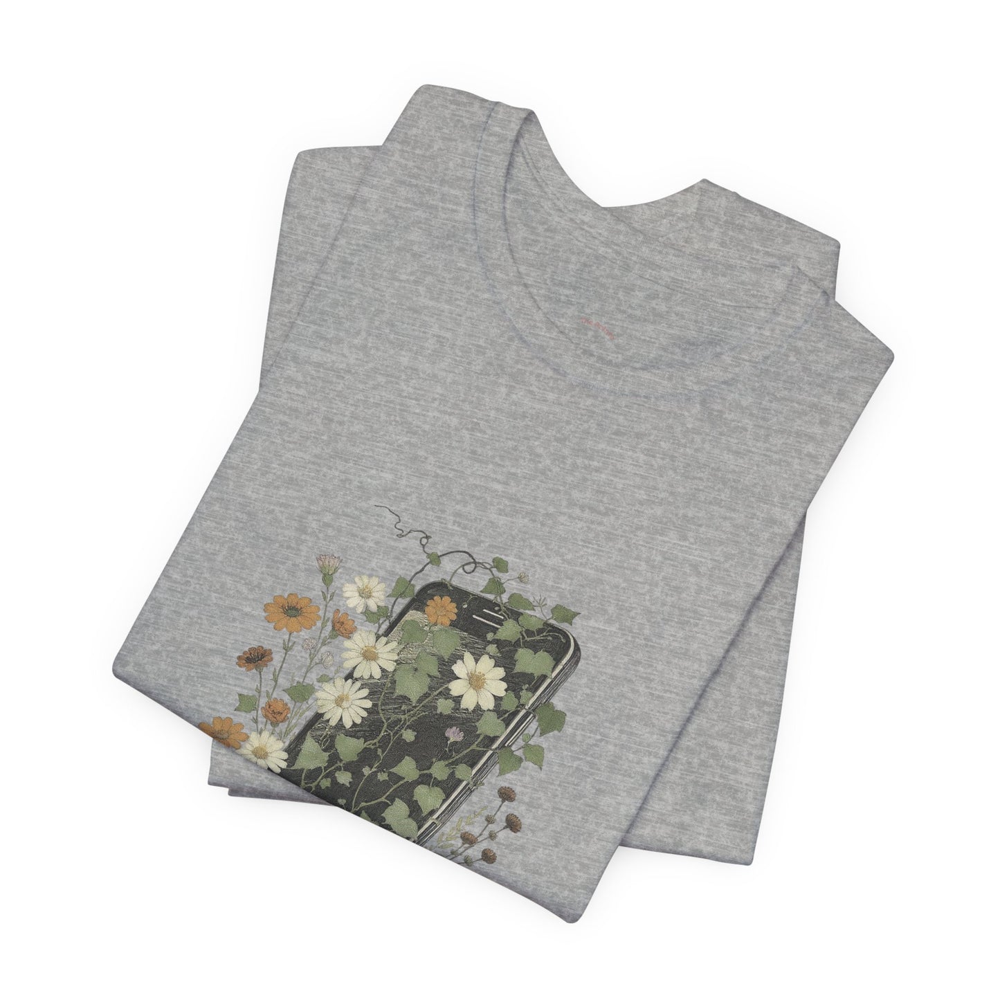 “Touch Grass”  Floral Phone Design Tee