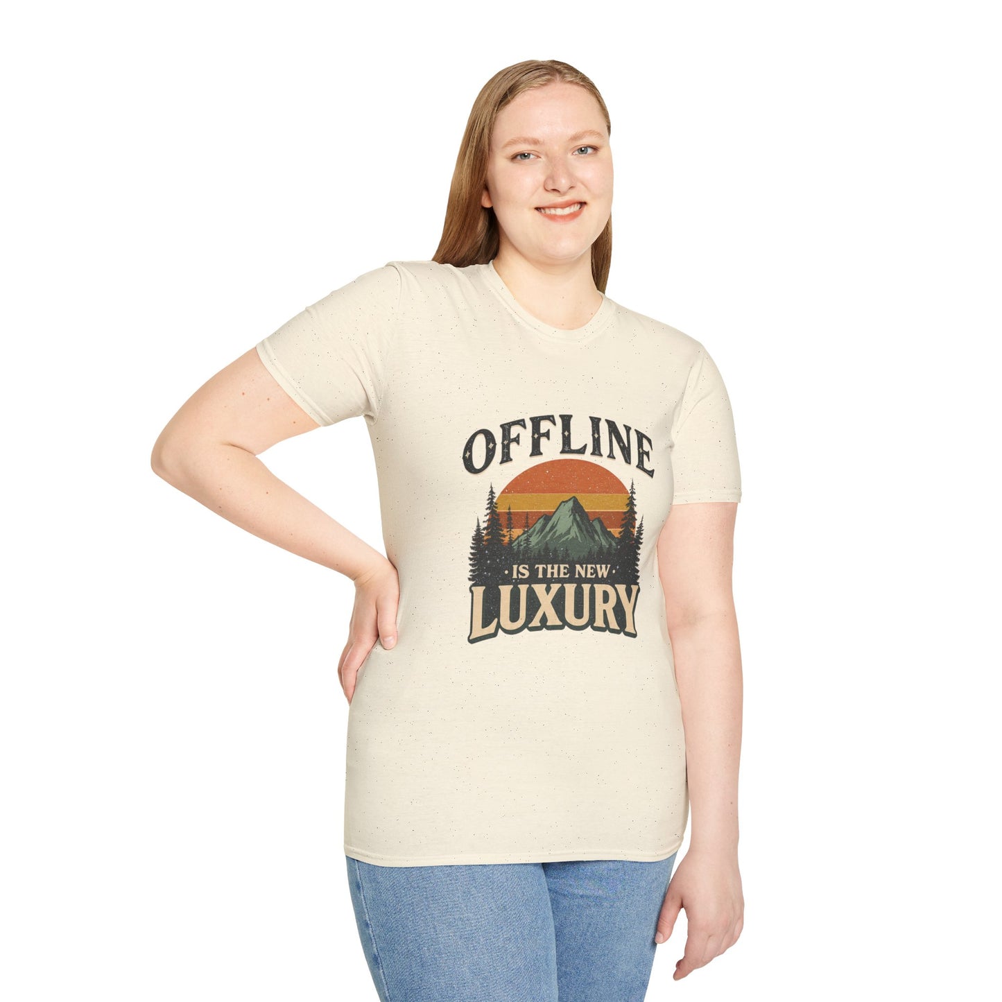 Digital Detox T-Shirt — "Offline Is The New Luxury" Vintage Mountain Graphic