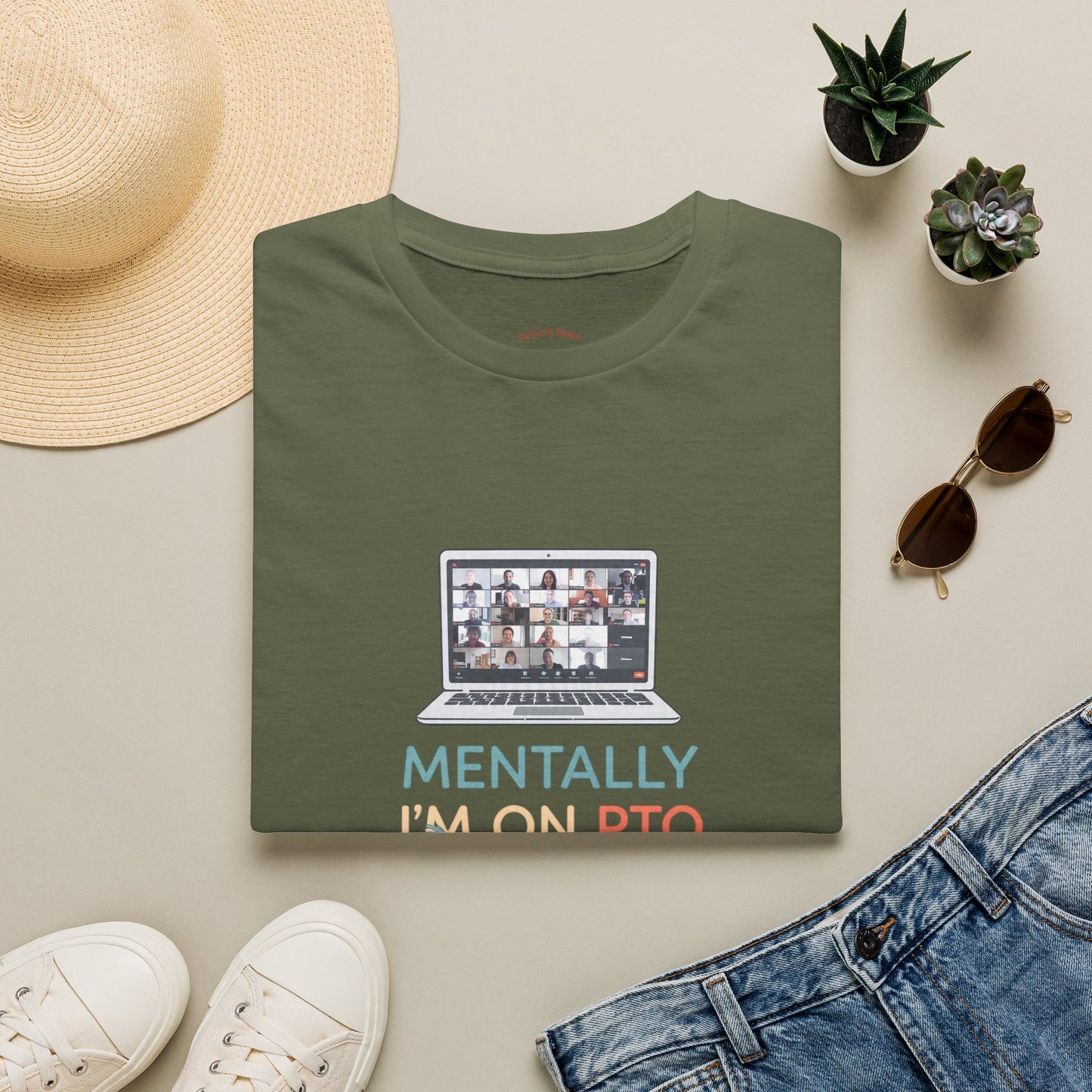 Mentally I’m On PTO Virtual Meeting Vacation Tee