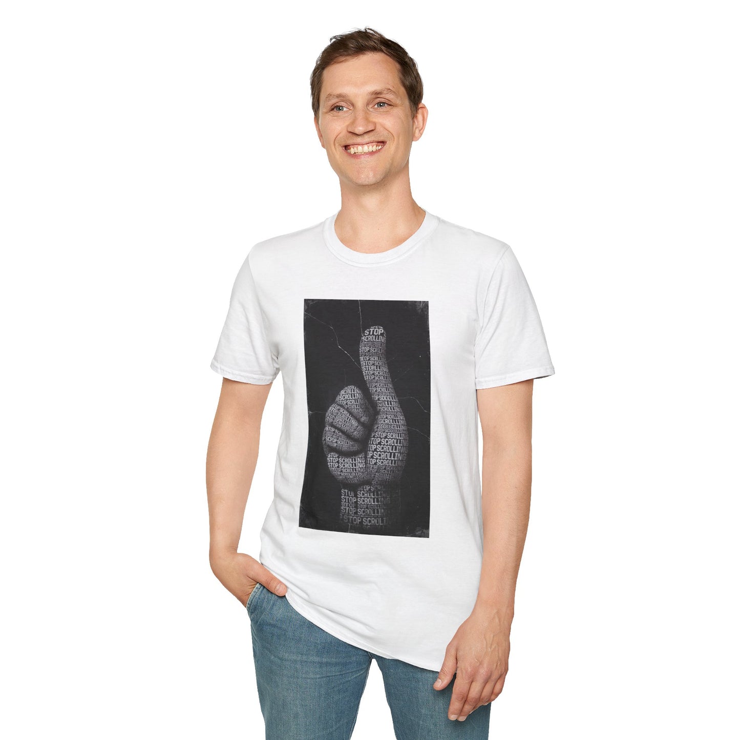 Stop Scrolling -Typography T-Shirt