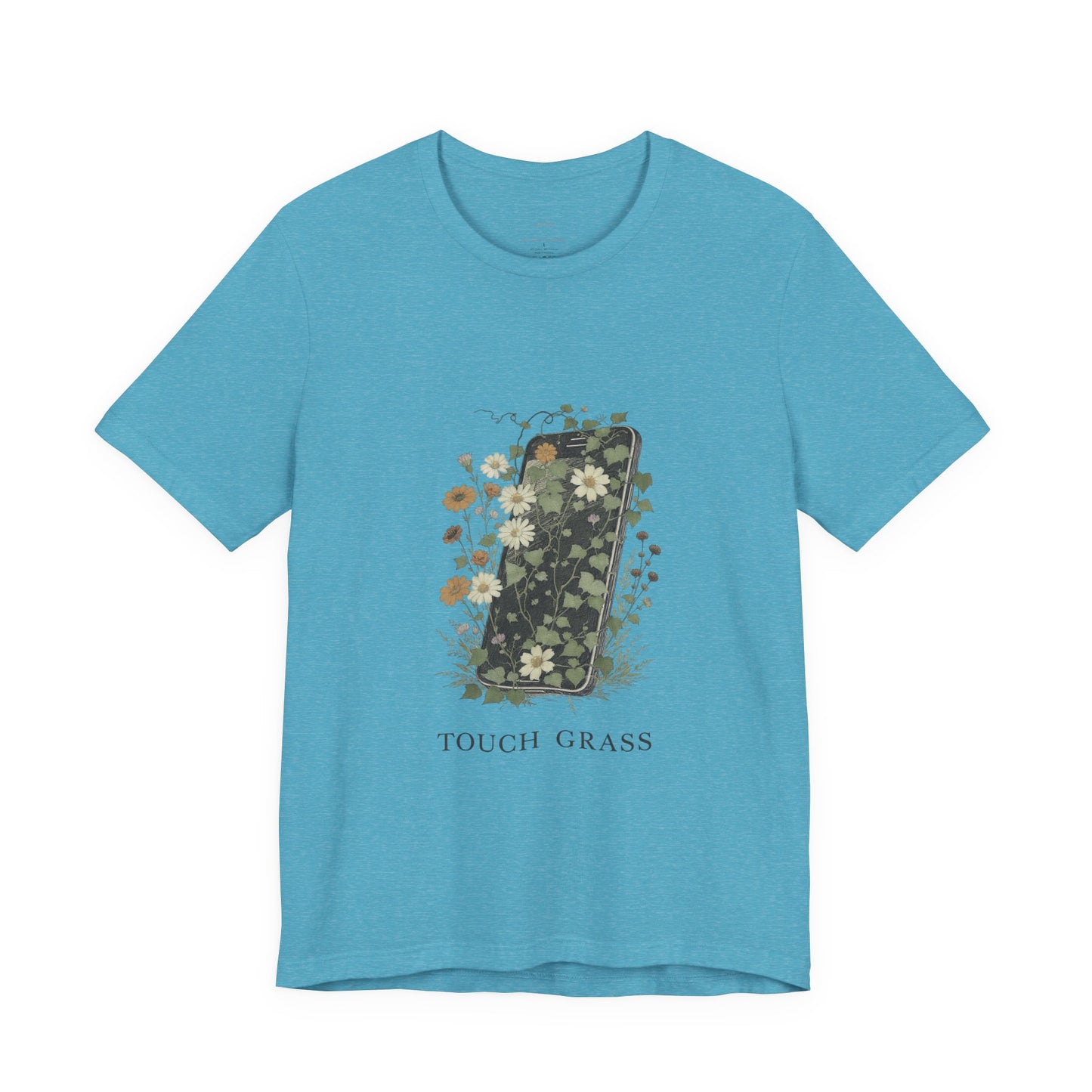 “Touch Grass”  Floral Phone Design Tee
