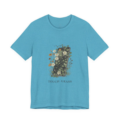 “Touch Grass”  Floral Phone Design Tee
