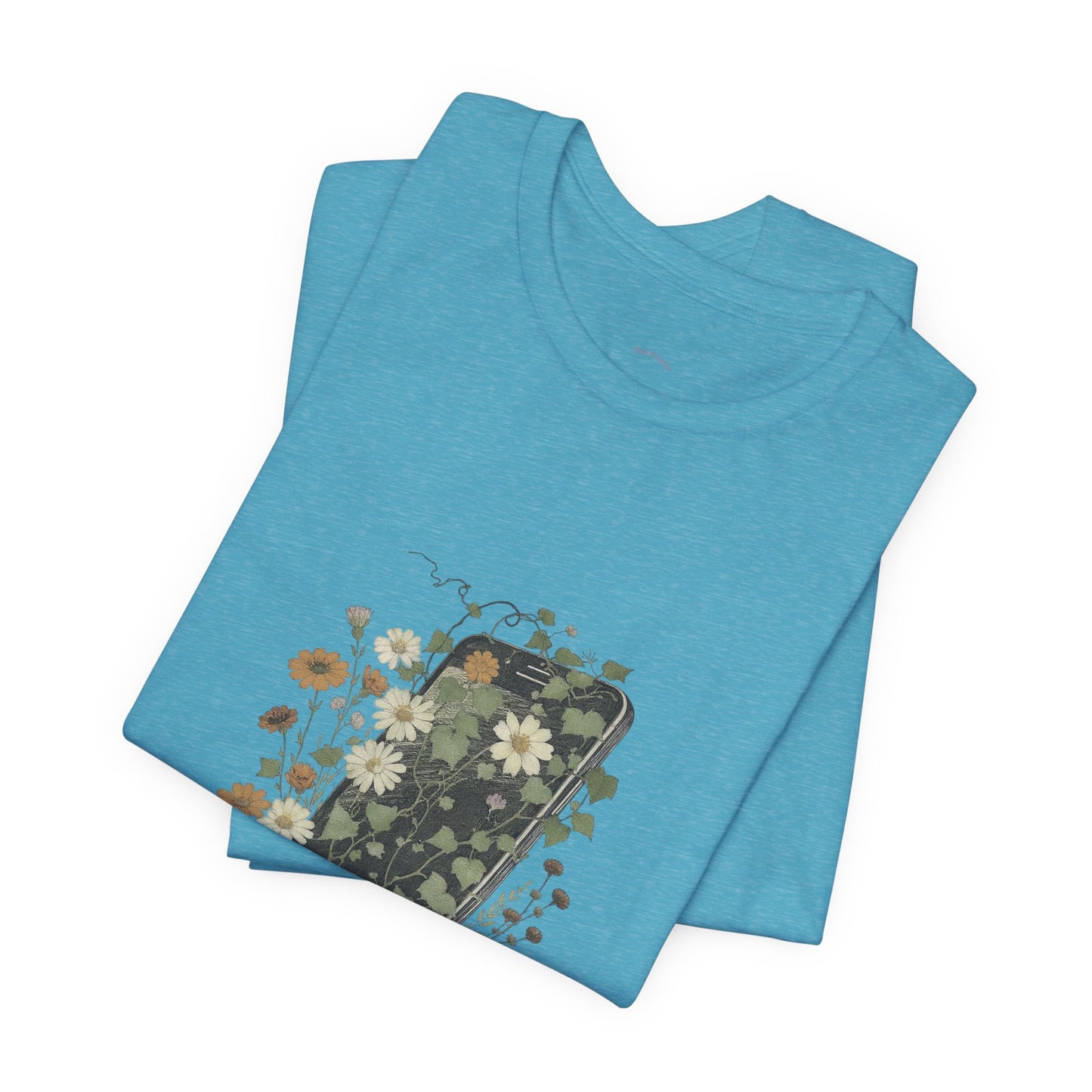 “Touch Grass”  Floral Phone Design Tee