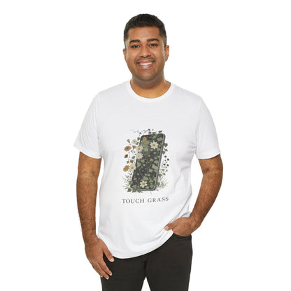 “Touch Grass”  Floral Phone Design Tee