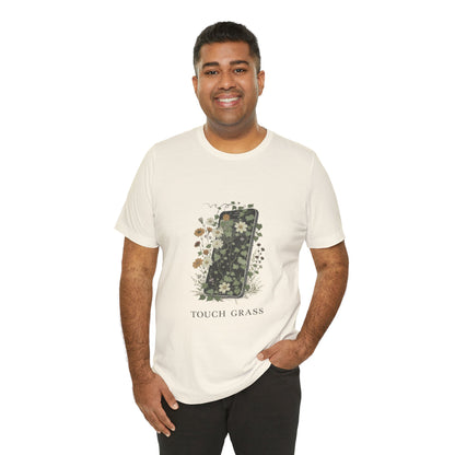 “Touch Grass”  Floral Phone Design Tee