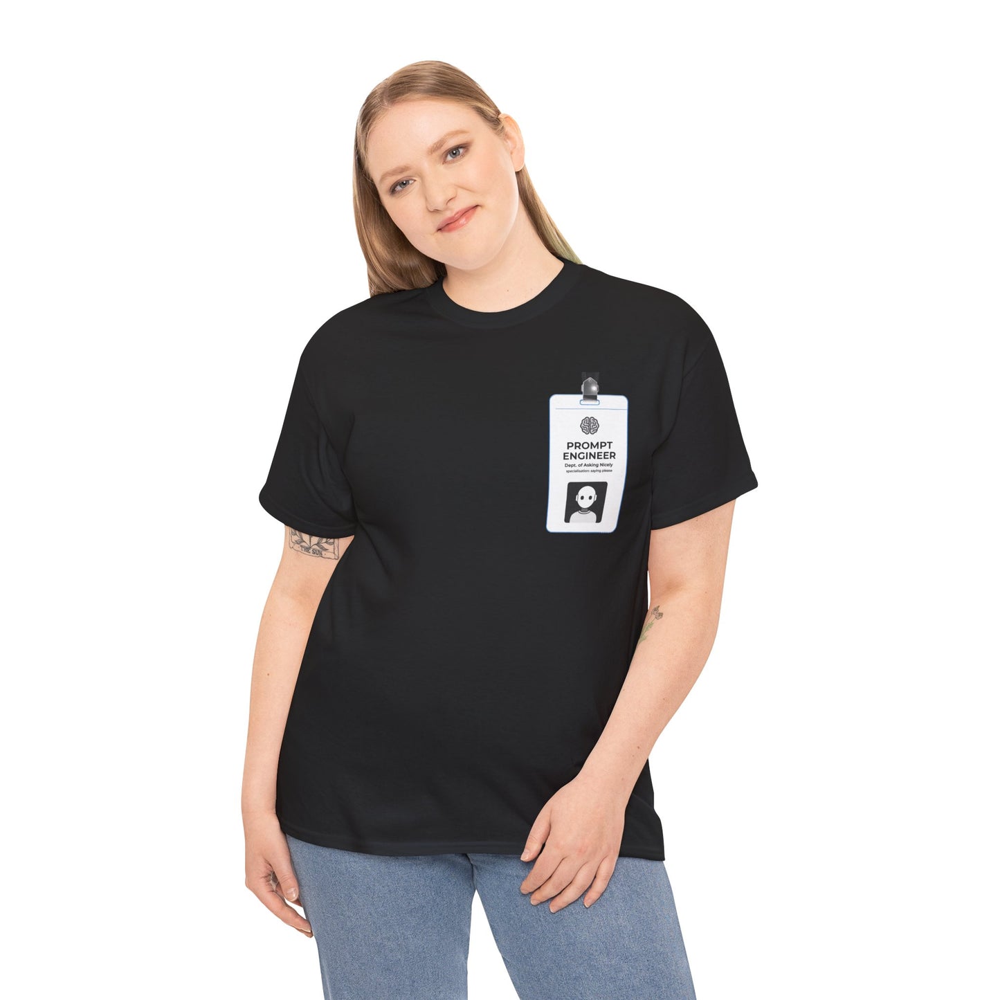 Pocket ID Badge Design "Prompt Engineer" Tee