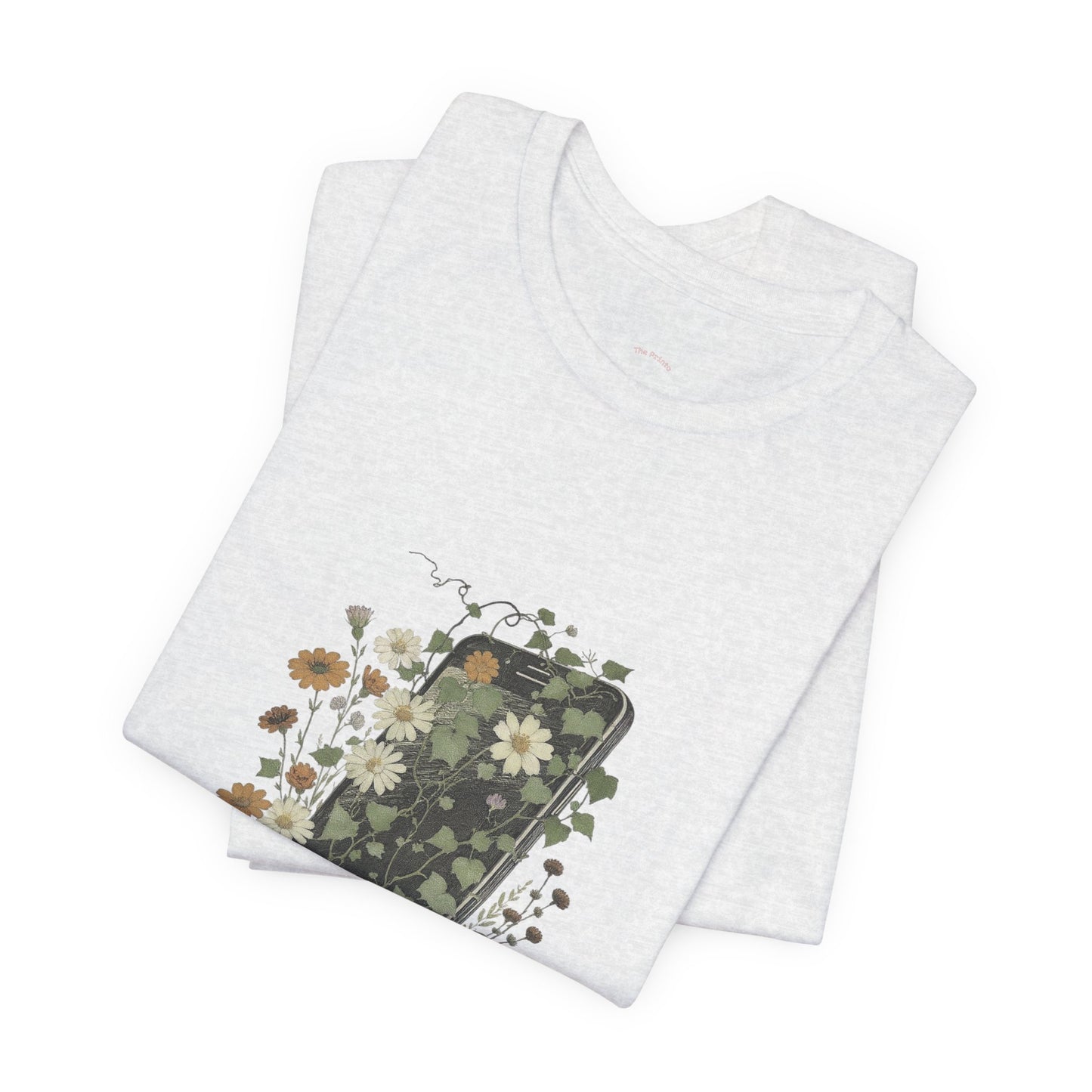 “Touch Grass”  Floral Phone Design Tee