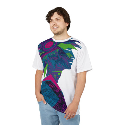 Native Tech Silhouette Tee — Neon Tribal Profile All-Over Print