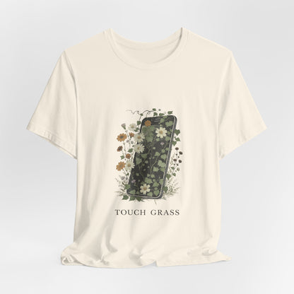 “Touch Grass”  Floral Phone Design Tee