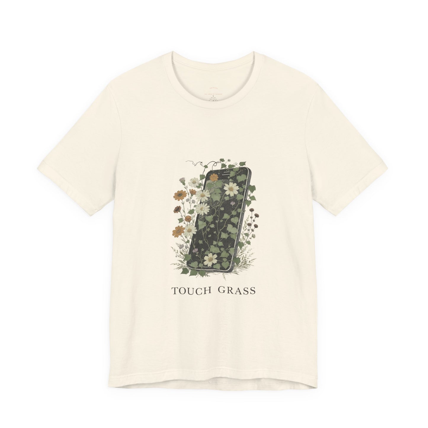 “Touch Grass”  Floral Phone Design Tee