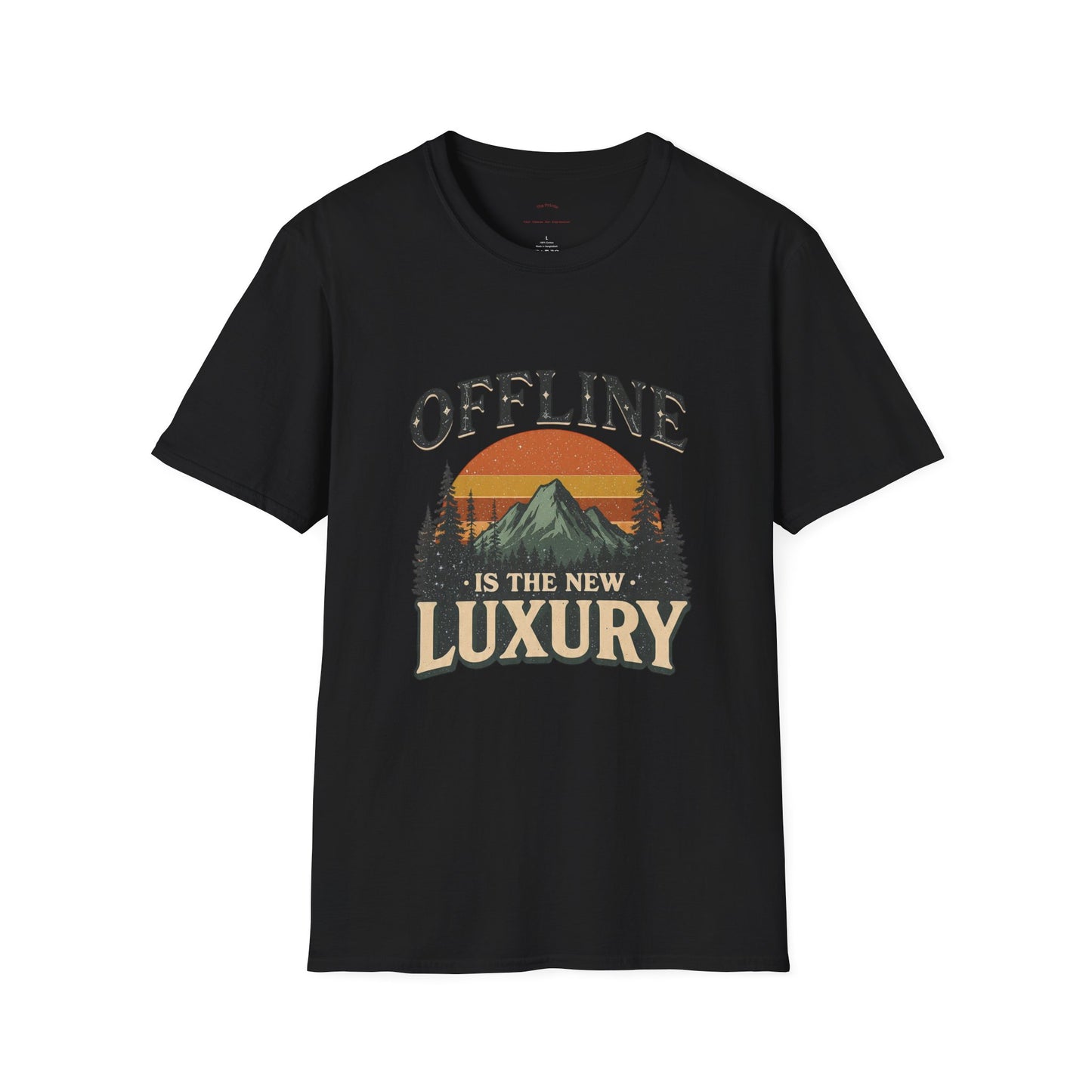 Digital Detox T-Shirt — "Offline Is The New Luxury" Vintage Mountain Graphic