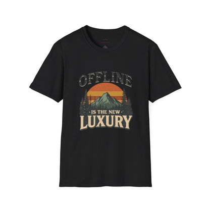 Digital Detox T-Shirt — "Offline Is The New Luxury" Vintage Mountain Graphic