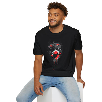 Creepy Dripping Clown Face T‑Shirt – Horror Joker Graphic Tee