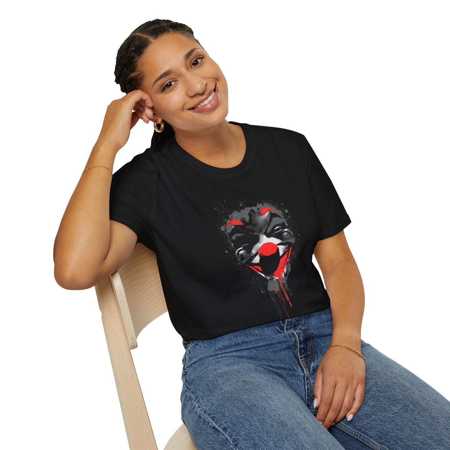 Creepy Dripping Clown Face T‑Shirt – Horror Joker Graphic Tee