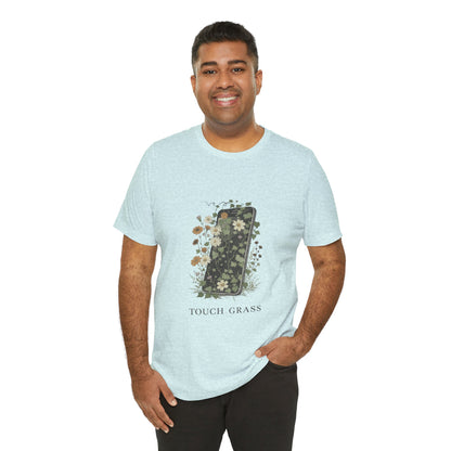 “Touch Grass”  Floral Phone Design Tee