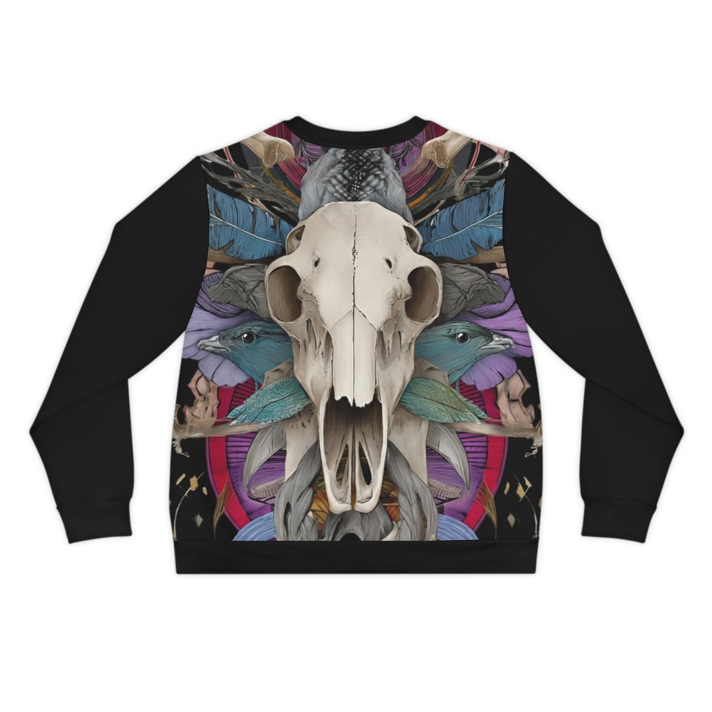 Skull & Feathers Lightweight Sweatshirt — Boho Gothic AOP Pullover