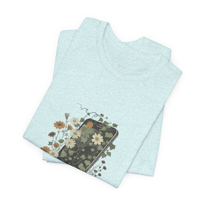 “Touch Grass”  Floral Phone Design Tee