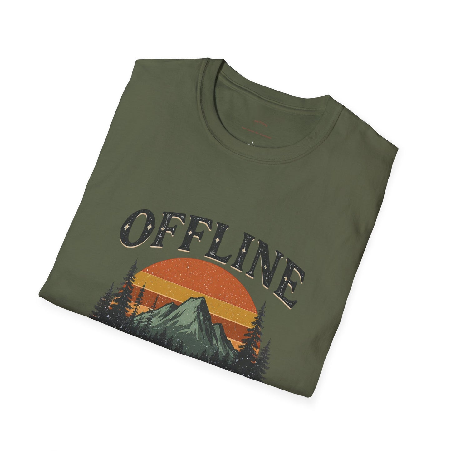 Digital Detox T-Shirt — "Offline Is The New Luxury" Vintage Mountain Graphic