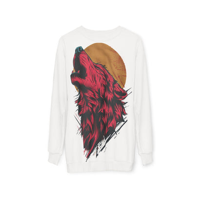 Howling Wolf Sweatshirt — Bold Red Wolf Moon Graphic Crewneck