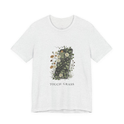 “Touch Grass”  Floral Phone Design Tee