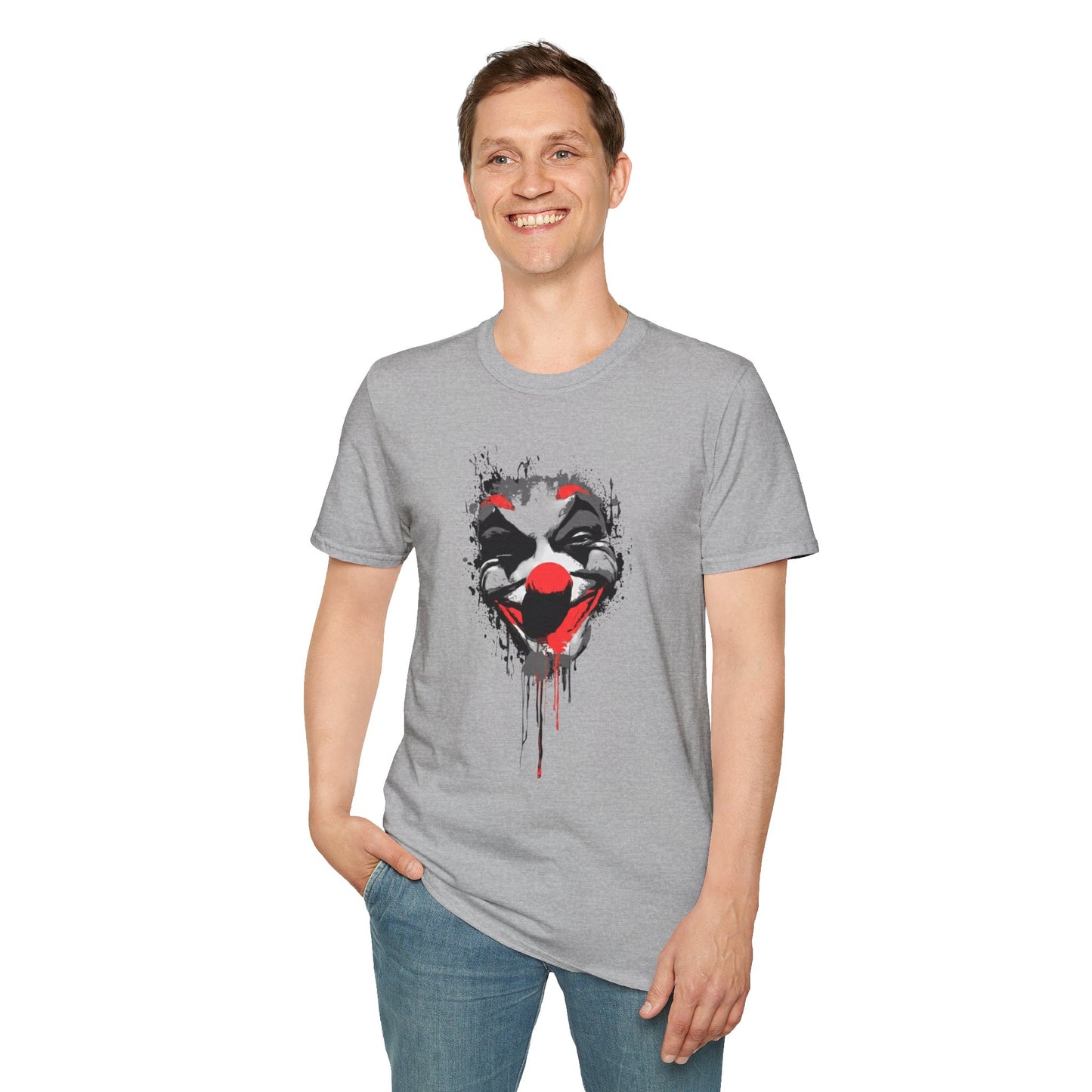 Creepy Dripping Clown Face T‑Shirt – Horror Joker Graphic Tee