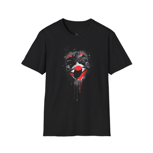Creepy Dripping Clown Face T‑Shirt – Horror Joker Graphic Tee