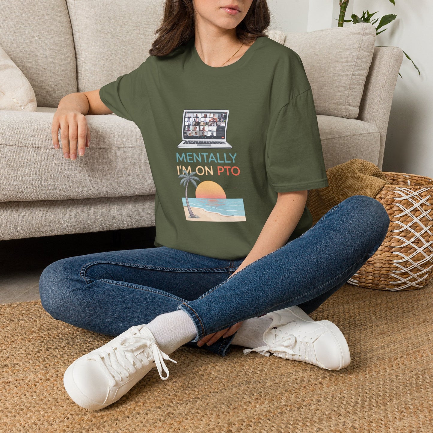Mentally I’m On PTO Virtual Meeting Vacation Tee