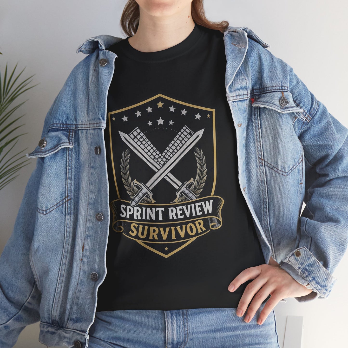 Sprint Review Survivor Scrum Badge Tee