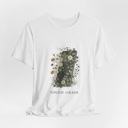 “Touch Grass”  Floral Phone Design Tee