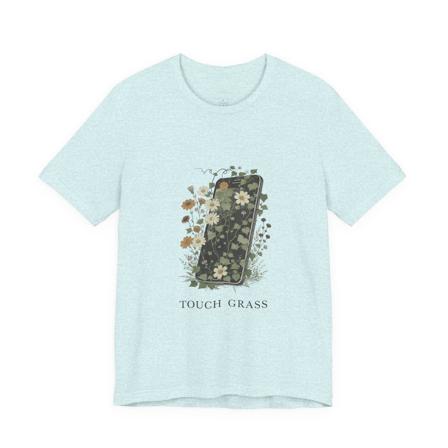 “Touch Grass”  Floral Phone Design Tee