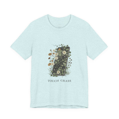 “Touch Grass”  Floral Phone Design Tee