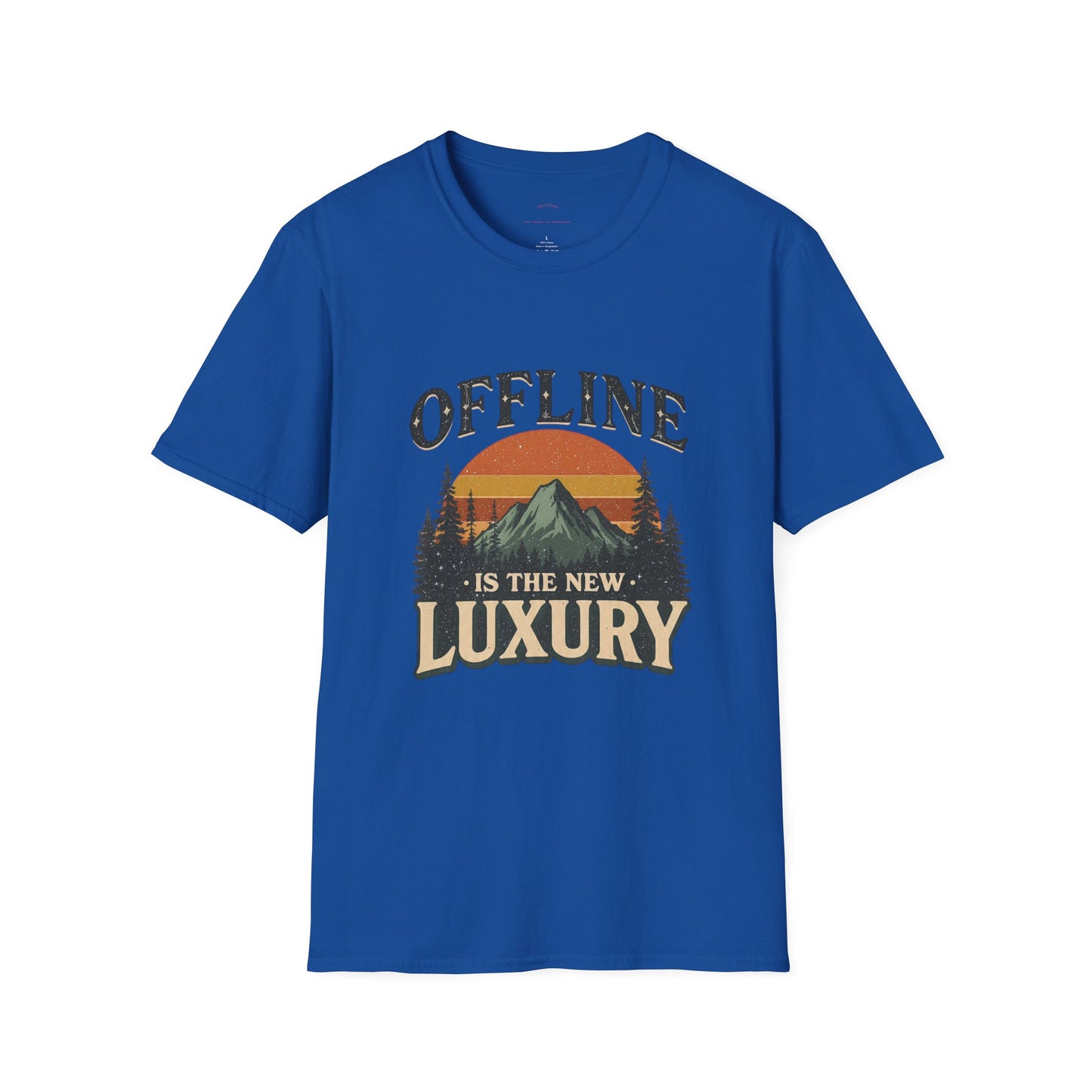 Digital Detox T-Shirt — "Offline Is The New Luxury" Vintage Mountain Graphic